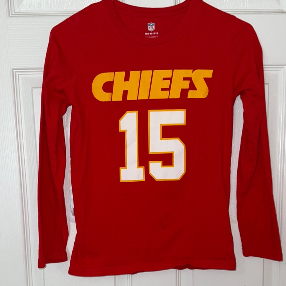 NFL Kansas City Chiefs Red and Yellow Kids Long Sleeve Tee Size 10/12